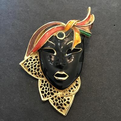 Very nice vintage mask, brooch