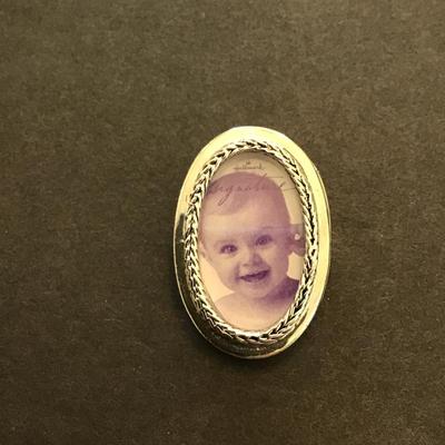 Vintage, silver plated, HMK Picture brooch