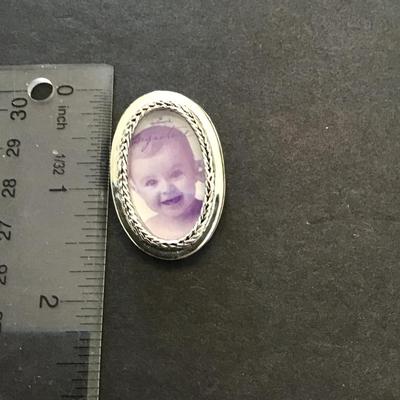 Vintage, silver plated, HMK Picture brooch
