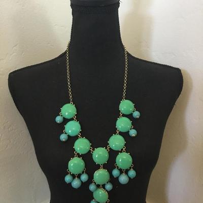 Beautiful, gold tone, turquoise statement, necklace, J.crew