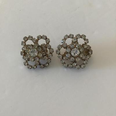 Rhinestone clip on earrings