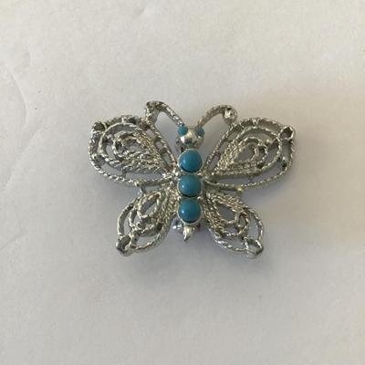 Vintage Gerry’s silver tone filigree butterfly brooch