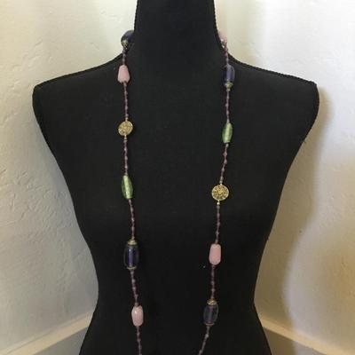 Beautiful vintage, chunky gemstone and glass bead. Long necklace