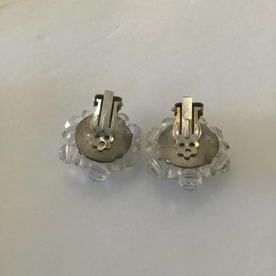 Vintage Aurora Borealis crystal bead cluster clip on earrings