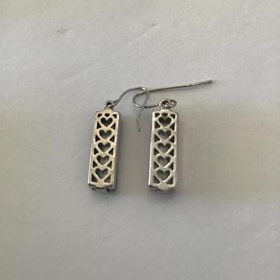 Pink/Purple crystal rectangle drop earrings
