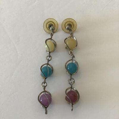 Cats eye gemstones drop dangle earrings