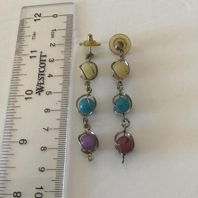 Cats eye gemstones drop dangle earrings