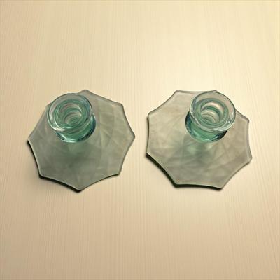 Sale Photo Thumbnail #235: Vintage Depression Glass Candle Holders  Set Of Two
Approximately 3" tall and 5" wide