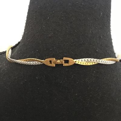 Beautiful vintage Avon brushed silver and gold tone, twisted chain necklace