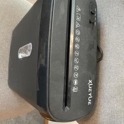 Office chair and mini shredder