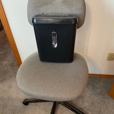 Office chair and mini shredder