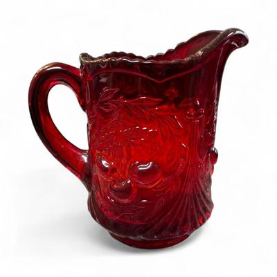 Sale Photo Thumbnail #249: Vintage L.G. Wright Ruby Red Cherry Creamer  
Approximately 4.75" tall