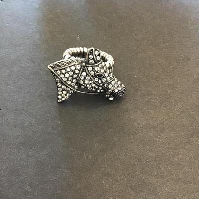 Sale Photo Thumbnail #9: Very cute horse head with clear rhinestone’s stretchy ring. Please see attached photos.