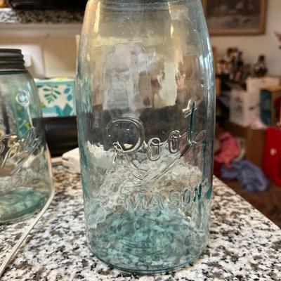 Sale Photo Thumbnail #250: Vintage Root Mason jar Made By Root Glass Co. Terre Haute, Indiana   1/2 Gallon Jar.