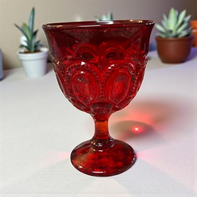 Sale Photo Thumbnail #254: Vintage L.G. Wright Moon and Star Ruby Red Cordial Glass