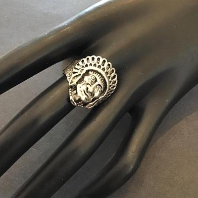 Sale Photo Thumbnail #102: Silvertone Indianhead ring please see attached photos