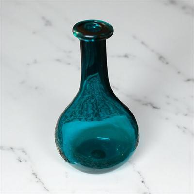 Sale Photo Thumbnail #260: Blenko Colonial Williamsburg CW-12 Hand Blown Glass Wine Bottle Peacock Blue