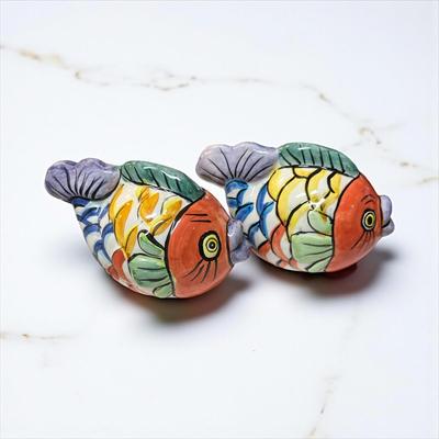 Sale Photo Thumbnail #268: Hand Painted Talavera Style Fish Salt & pepper Shaker Set