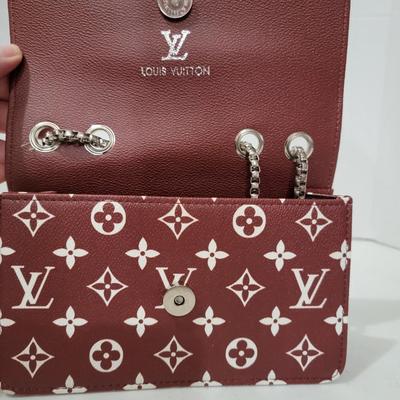 LV Coffee / Burgandy Color Purse with Chain Strap