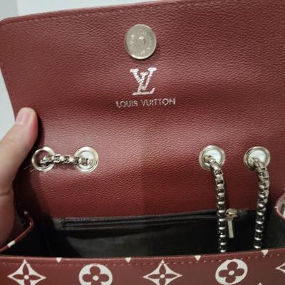 LV Coffee / Burgandy Color Purse with Chain Strap