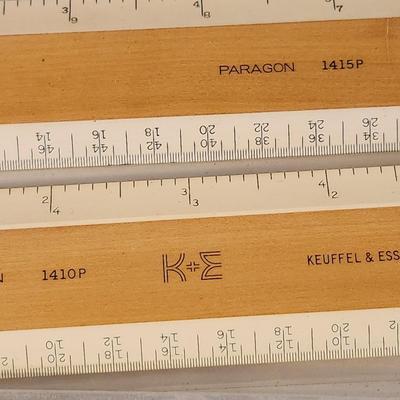 Lot of Slide Rules K&E Keuffel & Esser Drafting Ruler 1410P 1415P 1420P 563242 Tools Paragon Anvil Bow Pencil Pavement Rate Slide...