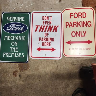 3 Man Cave Garage Signs 2 Metal Genunie Ford, Don't Even Think. Ford Parking Only is not metal