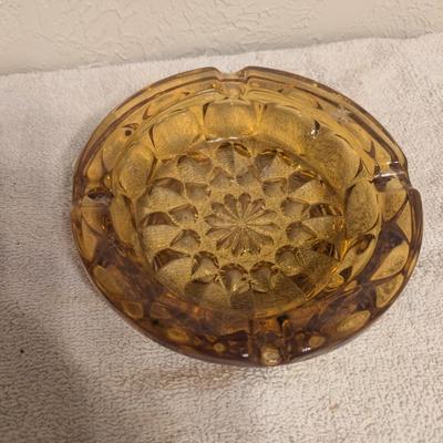 Vintage ashtray Amber glass
