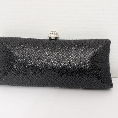 Black Sparkle Evening Clutch Purse with Rhinestone Clasp