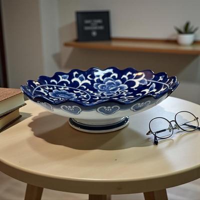 Sale Photo Thumbnail #290: Bombay Company Blue and White Chinoiserie Footed Bowl  Approximate 3" tall and 10" Wide