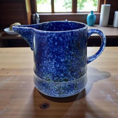 Sale Photo Thumbnail #298: Vintage Blue Stoneware Pitcher Likely from Stangi Pottery