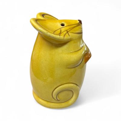 Sale Photo Thumbnail #302: Vintage Ceramic Mouse Parmesan Cheese Shaker.   Minor repair on right ear.  Approximately 5" Tall