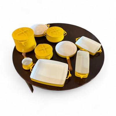 Sale Photo Thumbnail #307: Dansk Kobenstyle Cookware in Yellow Enamel  12 Piece Set   The Lids are designed to double as trivets.