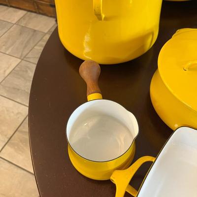 Sale Photo Thumbnail #311: Dansk Kobenstyle Cookware in Yellow Enamel  12 Piece Set   The Lids are designed to double as trivets.