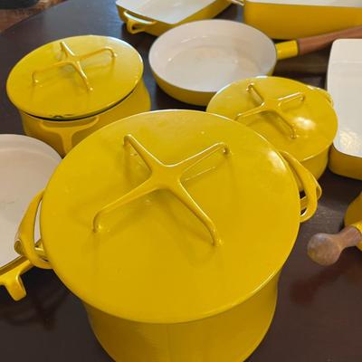 Sale Photo Thumbnail #310: Dansk Kobenstyle Cookware in Yellow Enamel  12 Piece Set   The Lids are designed to double as trivets.