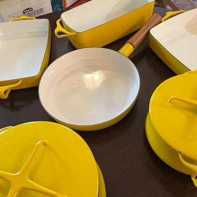 Sale Photo Thumbnail #308: Dansk Kobenstyle Cookware in Yellow Enamel  12 Piece Set   The Lids are designed to double as trivets.