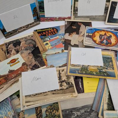 HUGE Vintage Antique Postcard Lot Mixed Locations PA DC Maine Ohio Mass CA Niagara Falls Linen Divided Back Collection