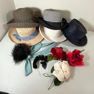 Lot 24 Assorted Hats & hat decor