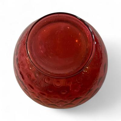 Sale Photo Thumbnail #329: Fenton Cranberry Glass Rose Bowl.   No Manufacturing mark