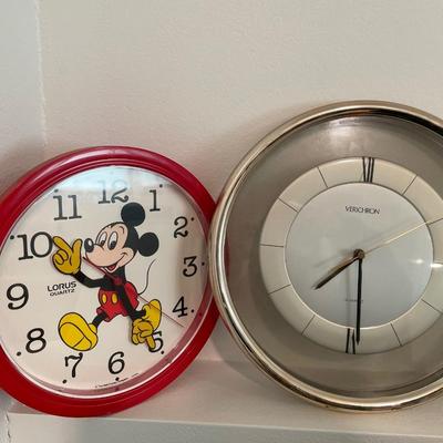 Mickey clock and gold rim clock