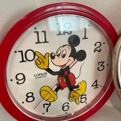 Mickey clock and gold rim clock