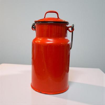 Sale Photo Thumbnail #341: Vintage Mini Red Milk Jug With Lid and Handle.   Made in Poland
Approximately 8.5" Tall