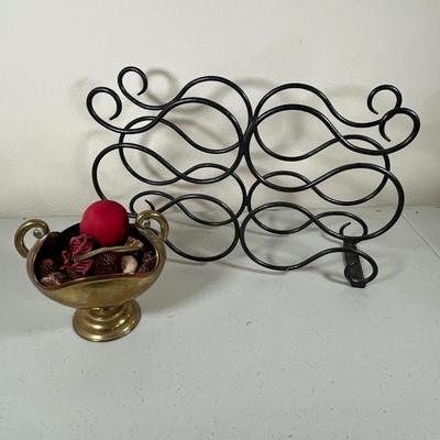 Lot 96 Wine rack & brass compote