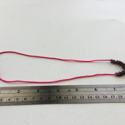 Mouse head charm pink cord type necklace