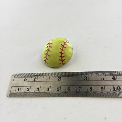 Vintage yellow softball pin or necklace pendant