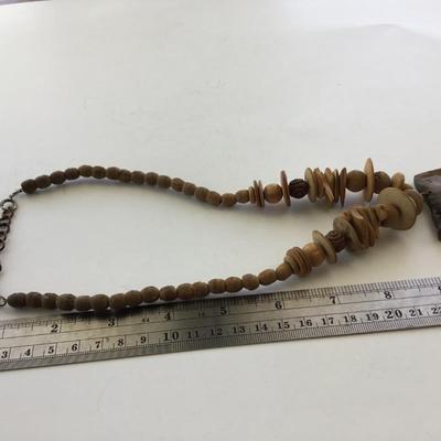 Unique zebra wooden type beaded statement necklace
