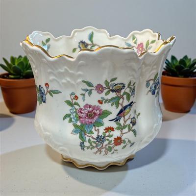 Sale Photo Thumbnail #358: Aynsley Pembroke Fine Bone China Plater or cachepot with Gold Rim