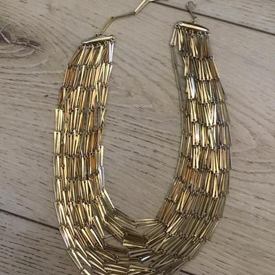 Beautiful vintage, gold, toned, multi strand statement, collar necklace. Excellent condition.