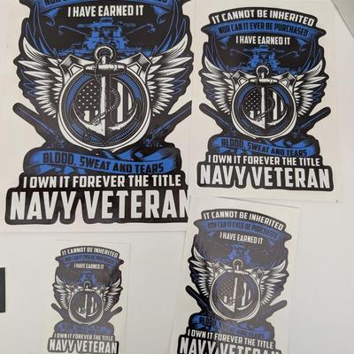Lot of Navy Veteran Stickers Patriotic Military Decals USA Flag Clover and Anchor Designs