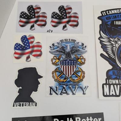 Lot of Navy Veteran Stickers Patriotic Military Decals USA Flag Clover and Anchor Designs