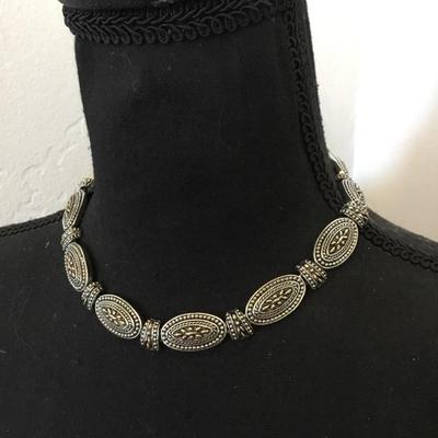 Vintage, silver and gold, toned collar statement, necklace